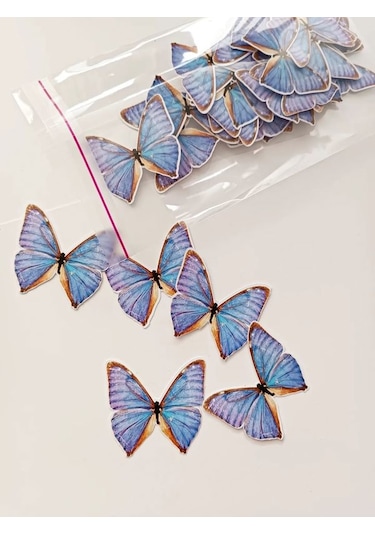 Kelebek Buketi İçin Parlak Kalın 220gr Fotoğraf Kağıdı Mavi