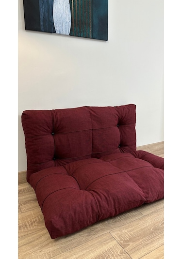 Modern Style Home Kalorifer Önü Yer & Palet Minderi 2'li Takım Bordo