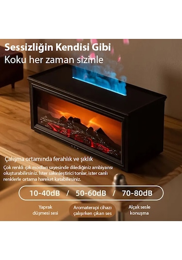 Ezere A4 Şömine Esintili Aromaterapi Difüzörü Ultrasonik Hava Nemlendici