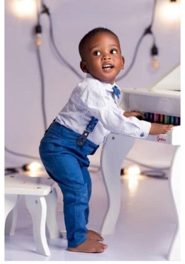 Gömlekli Alttan Çıtçıtlı Gabardin Pantolonlu Pamuklu Bebek Takım İndigo