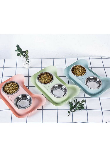 Sones Paslanmaz Çelik Kedi Ve Köpek Çift Kase Sızdırmaz İçme Suyu Hayvan Kasesi