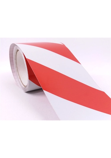 Kırmızı - Beyaz Reflektif Bant, Reflektif Şerit 10 Cm X 10 M (534231450)