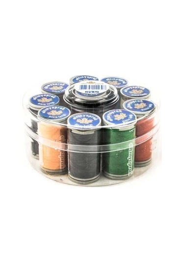 Altın Yaprak Dikiş İpliği Seti 10'lu Yuvarlak Kutulu Çok Renkli