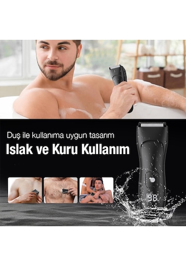 Ezere Su Geçirmez Dijital Göstergeli Saç Sakal Vücut Tıraş Makinesi