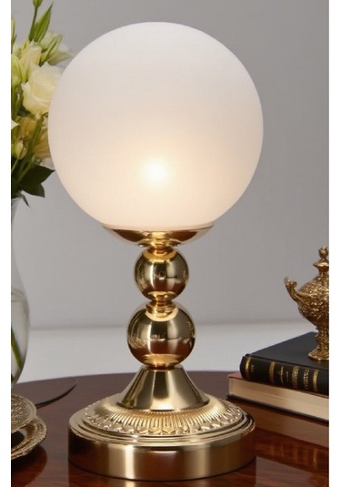 Cam Abajur Matal Gövde Dekoratif Aydınlatma Beyaz