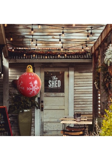 Novahub Kırmızı Kar Tanesi Desenli Pvc Noel Balonu - Su Geçirmez, Dayanıklı, İç/dış Dekorasyonu 60cm