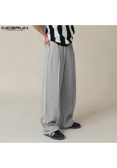 Incerun Erkek Bağcıklı Elastik Bel Kırışık Uzun Eşofman Altı Rahat Bol Spor Pantolon Siyah Incerun Erkek Bağcıklı Elastik Bel Kırışık Uzun Eşofman Altı Rahat Bol Spor Pantolon Siyah