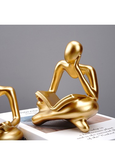 Hangfox Ev Dekorasyonu İçin Akrilik Abstract Kişi Heykeli - Kütüphane, Salon, Örnek Evlerde Lezzetli Sanatsal Aksesuar Beyaz Sağ Diğer