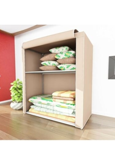 Crn Yorgan Hurcu Çelik Profilli Portatif Bez Dolap Kumaş Gardırop Gri