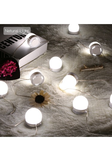 Singree 10'lu Dimmable Led Aydınlatma Seti - Makyaj Aynası Işıklı Zincir, 3 Renk Seçeneği, Kolay Kurulum, Göz Koruyucu Pc Kapak