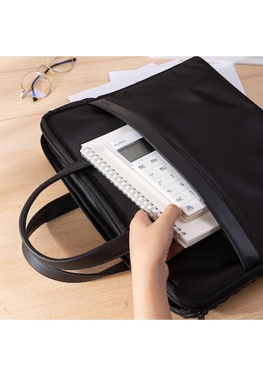 Deli 63751 Ön Ve Arka Çift Cepli Çok Katlı Evrak Çantası Elde Taşınabilir Toplantı Çantası Koyu Gri