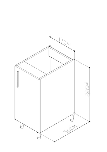 15 Cm Tek Kapak Mutfak Alt Dolabı