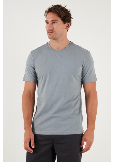Buratti Pamuklu Regular Fit Bisiklet Yaka Erkek T Shirt 59020204 Açık Gri