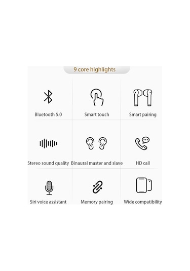 Vkemall Beyaz Kablosuz İç Kulaklık - Su Geçirmez, Gürültü Engelleme, Aı Asistan Desteği Siri, Google, Xiaomi - 10mm Titan Filmi Hoparlör