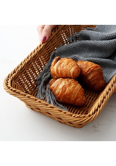Sones A1744 Rattan Sepet Gıda Meyve Saklama Sepeti Dikdörtgen Meyve Tabağı, Boyut: Ekstra Büyük Diğer