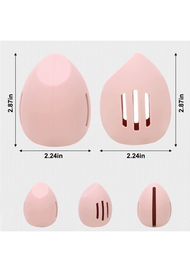 Silikon Makyaj Süngeri Tutucu, Nefes Alabilir Ve Kırılmaz Güzellik Blender Kutusu, Çift Taraflı 3 Çizgili Havalandırmalı Tasarım, Süngerler İçin Taşınabilir Seyahat Saklama Alanı 1 Paket Pembe