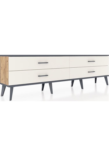 Arges Tv Ünitesi 4 Çekmeceli 176x30x51 Çam-antrasit/aytaşı Antrasıt/aytası