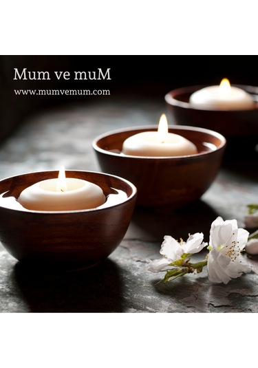 12 Li Çap 5 Cm Krem Yüzen Mum Krem