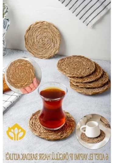 El Yapımı Yuvarlak Hasır Bardak Altlığı - 10 Cm, 6 Adet 1