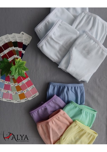 Alya Underwear Kız Çocuk Kalpli Dokuma Lastik Pamuklu Kumaş Slip Külot 5'li Paket 5 Adet Beyaz Multicolor-x18