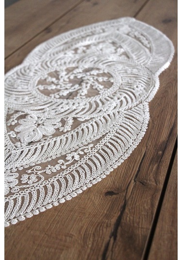 Dantel Kordon Örme Detay Masa Runner Fiskos Örtüsü 100x35 Cm 1006-ortayvrlk 001