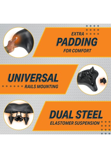 Ekstra Geniş Yedek Eyer - Bisiklet - Çelik Yay Ve Elastomer Süspansiyonu - Merkez Kesim Ve Bellek Köpüğü Beyaz