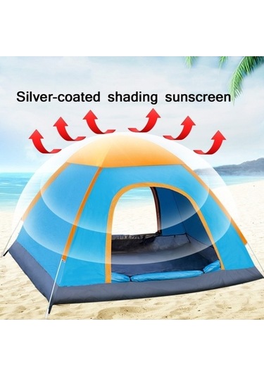 Prestigegoods Çift Kişilik Mavi Plaj Çadırı, Otomatik Hızlı Kurulum, Yağmur Ve Güneşe Dayanıklı Mavi