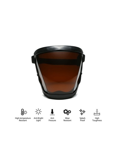 Symbee Kaynakçı Kaynak Koruması Yüz Koruması: 120 C Isı Dayanımı, Soluklu, Kahverengi Cam, Değiştirilebilir Yastık, Isı Ve Islık Koruma