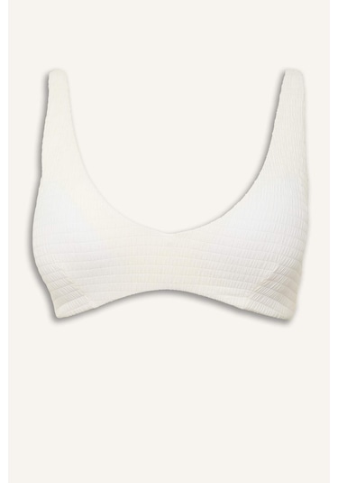 Defacto Regular Fıt Kırışık Dokulu Kumaş Kapalı Beyaz Bikini Üstü G3996ax26smwt16 Beyaz-wt16