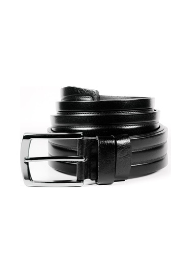 Mergenshoes Siyah Hakiki Deri Erkek Kumaş Pantolon Kemeri K06 001