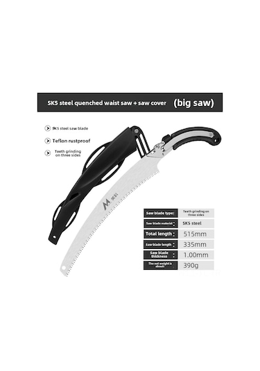 Hombey Ev Ve Bahçe İçin El Tipi Katlanabilir Gergedan, Hızlı Kesim, Ağaç Budama Ve Odun Kesme Aleti Bel Testere + Kutu