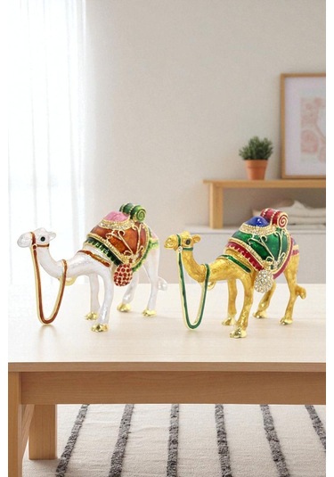 Tekli Deve Figürü Kristal Taşlı Biblo