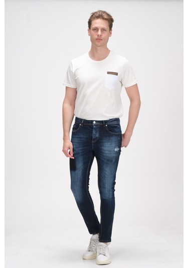 Taş Yıkamalı Erkek Dar Kesim Kot Pantolon