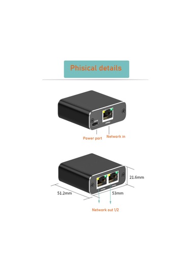 Homyl Splitter 1x2 Hub Aktarım Hızı 1000 Mbps Ağ Uzatma