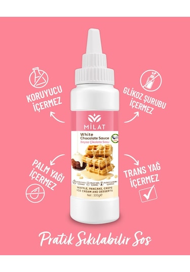 Beyaz Tatlı Sos 300 G - Waffle & Krep & Pankek & Tatlı & Dondurma Sosu