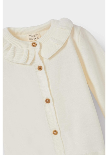 Defacto Kız Bebek Fırfırlı Yaka Hırka F2638a525auer134 Ekru