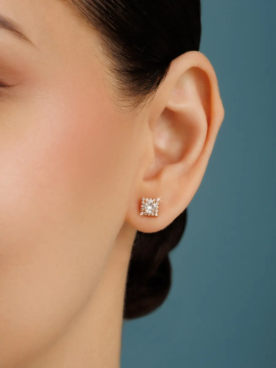 Veronika 925 Ayar Gümüş Kare Pırlanta Taşlı Pıçak Küpe 449754122 Altın