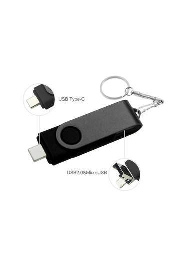 3 In 1 Otg Metal Usb Flash Sürücü Pendrive Usb Sopa Tipi C/mikro Usb Kalem Sliver 128gb Diğer