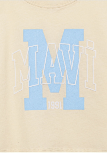 Mavi - M Logo Baskılı Sarı Tişört 7610276-89145 Sarı
