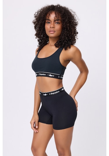 Athleshorts Yüksek Bel Kadın Uzun Boxer Şort -3081 Siyah
