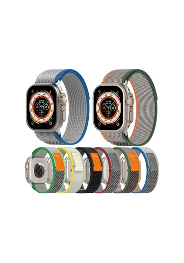 Double Color Nylon Hook And Loop Fastener Watch Band For iOS Uyumlu Watch Series 9&8&7 41mm / Se 3&se 2&6&se&5&4 40mm / 3&2&1 38mm