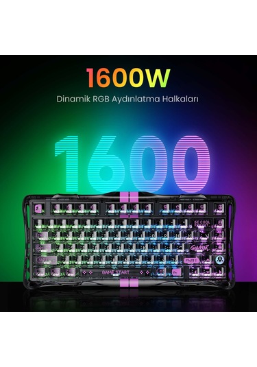 Gravastar Mercury V75 Lite Hall Effect, Rapid Trigger 8.000 Hz Kablolu Manyetik Klavye + M2 26.000 D Optik