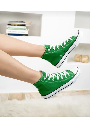 Bağcıklı Unisex Uzun Keten Ayakkabı-yeşil-121 Yeşil