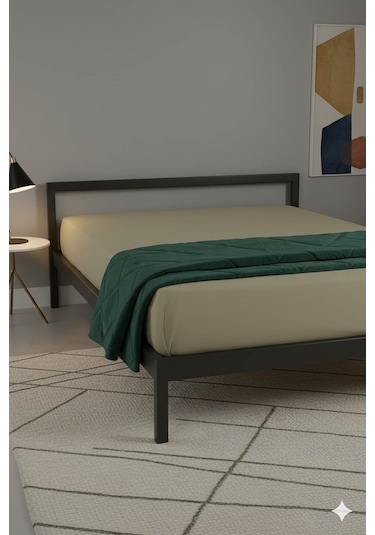 %100 Pamuk Ranforce Premium Çift Kişilik Lastikli Çarşaf - Bej Bej