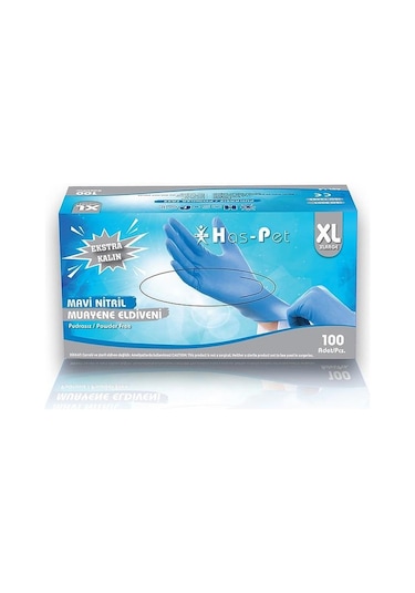 Haspet Mavi Nitril Pudrasız Ekstra Kalın Eldiven