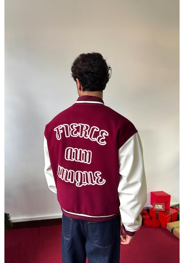 Flaw Fierce Baskılı Kolej Ceket-28538 Bordo