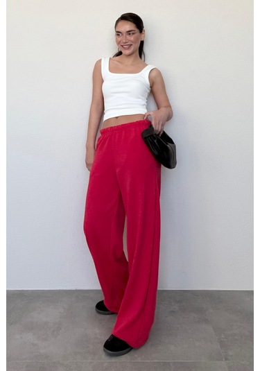 Madmext Kırmızı Bol Paça Kadın Eşofman Altı Mg2279 Kırmızı