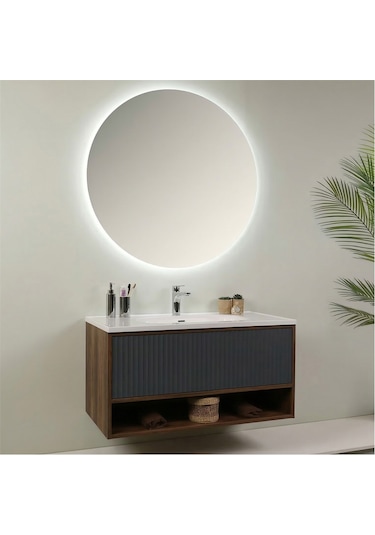 Kobos Elegant 100 Cm Banyo Dolabı Seti Miling Oak + Argento Antrasit