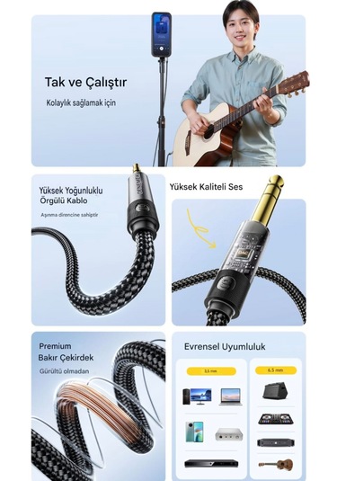 Essager 5-metre 3.5mm To 6.5mm Ses Kablosu Hi-fi Ses+dac Çip