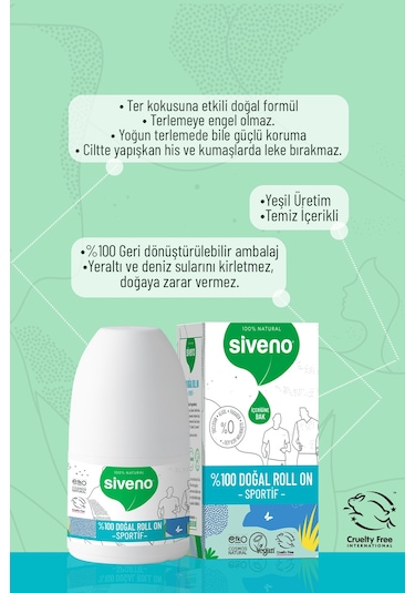 Siveno Sportif Vegan Unisex Roll-On Deodorant 50 ML